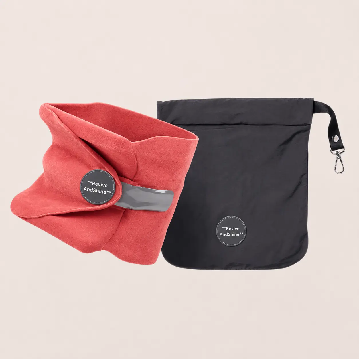 Revive AndShine Travel Pillow in Koralle mit Aufbewahrungstasche